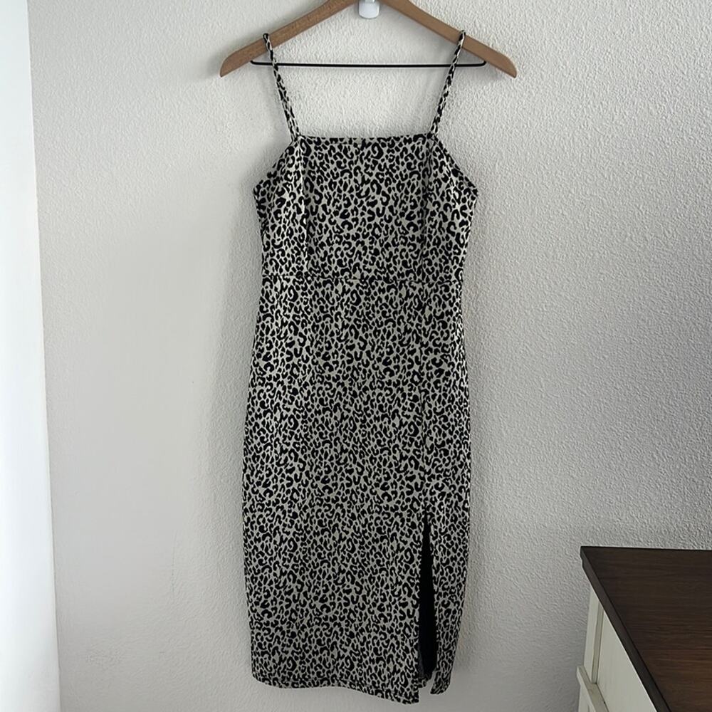 Zara Leopard Animal Print Dress with Slit Medium